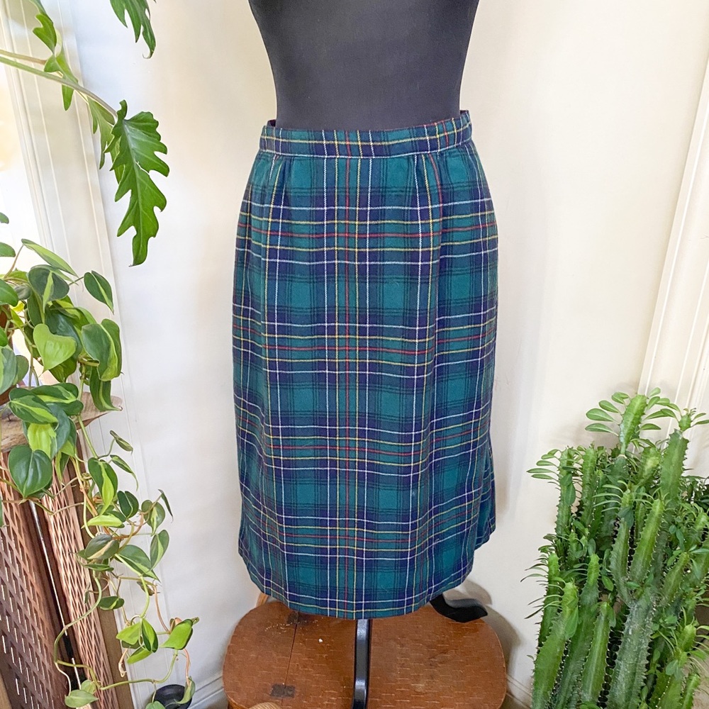 Vintage Handmade Plaid Midi Skirt